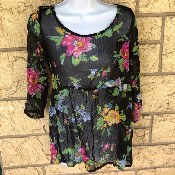 About a girl sheer Floral cover Top Swim Top beach - Picture 2 of 7